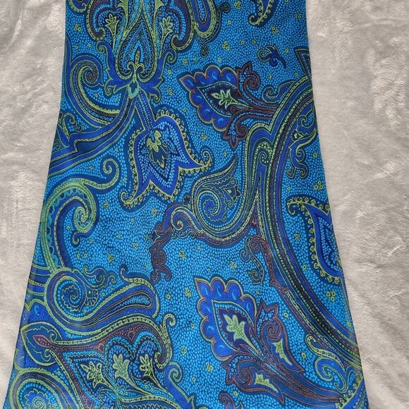 Women's Green/Blue Paisley Print Summer Dress By City Triangles, Size 7 - Picture 10 of 15